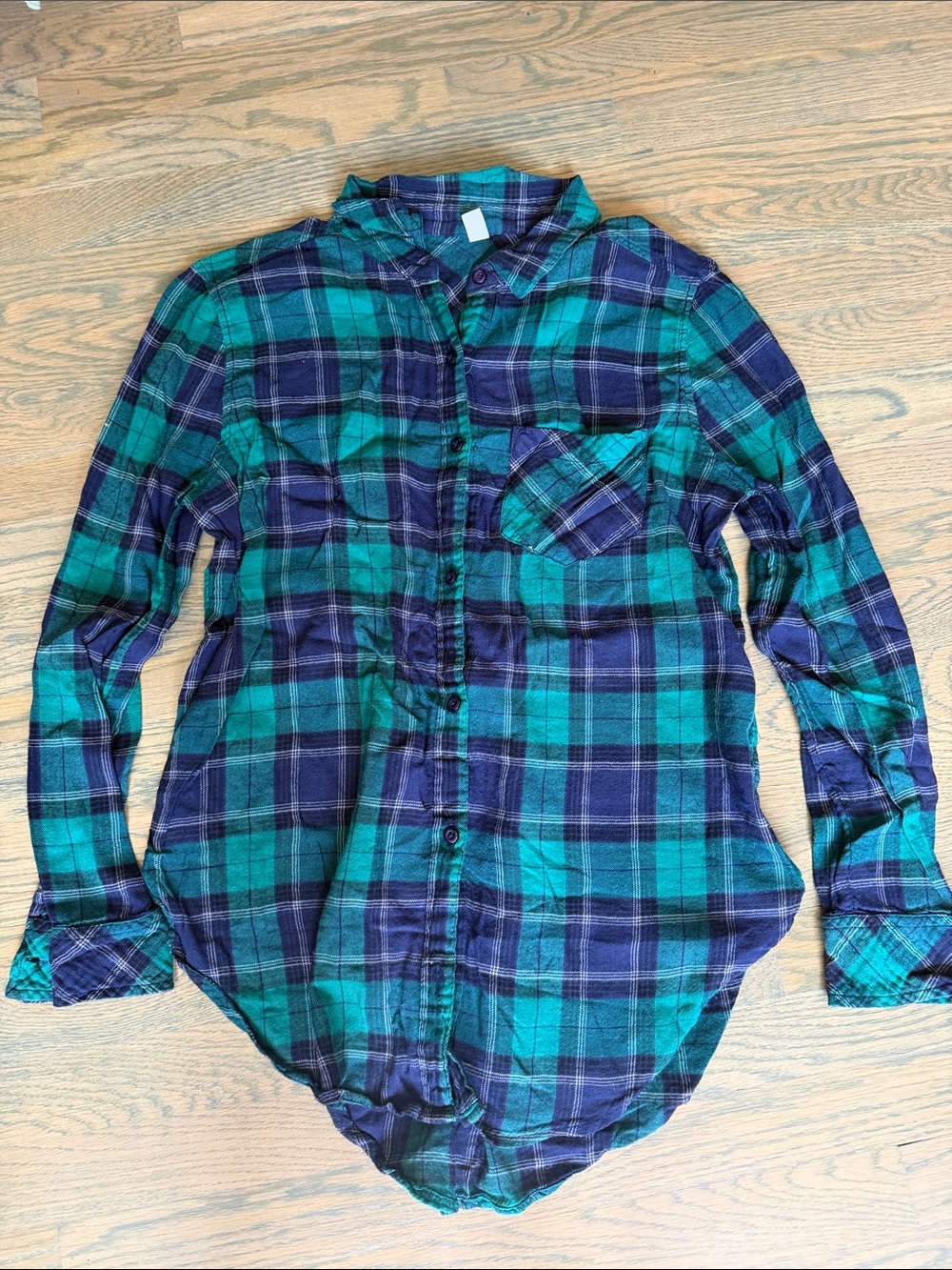 bp Green and Navy Plaid Button-Down Shirt